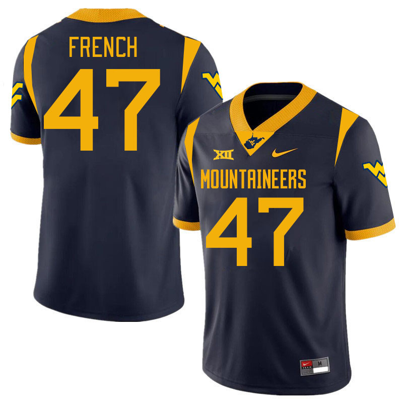 Men #47 Ty French West Virginia Mountaineers College 2024 New Uniforms Football Jerseys Stitched Sal